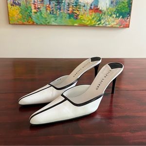 Ralph Lauren Made in Italy Mules Slide Heels White Black Size 8
